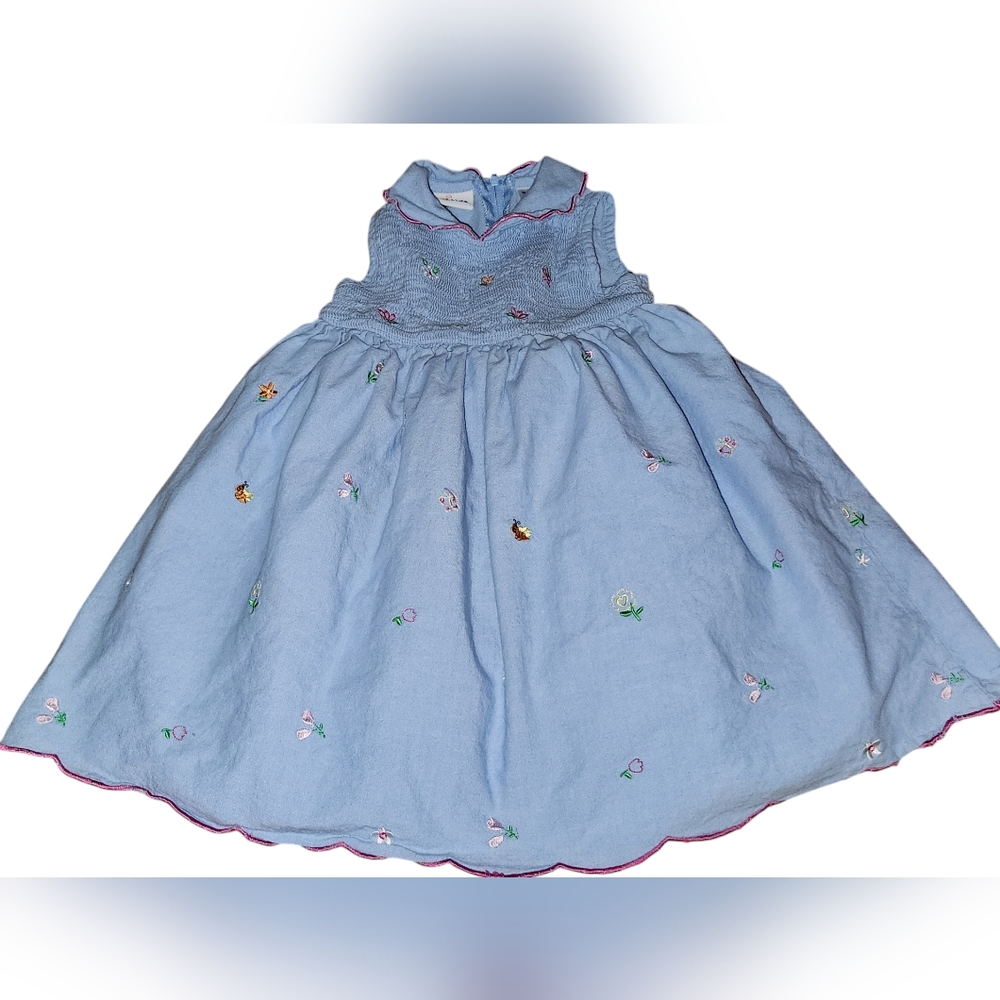 B.T. Kids Girls 2T Blue Embroidered Spring Floral Sleeveless Collared Dress‎